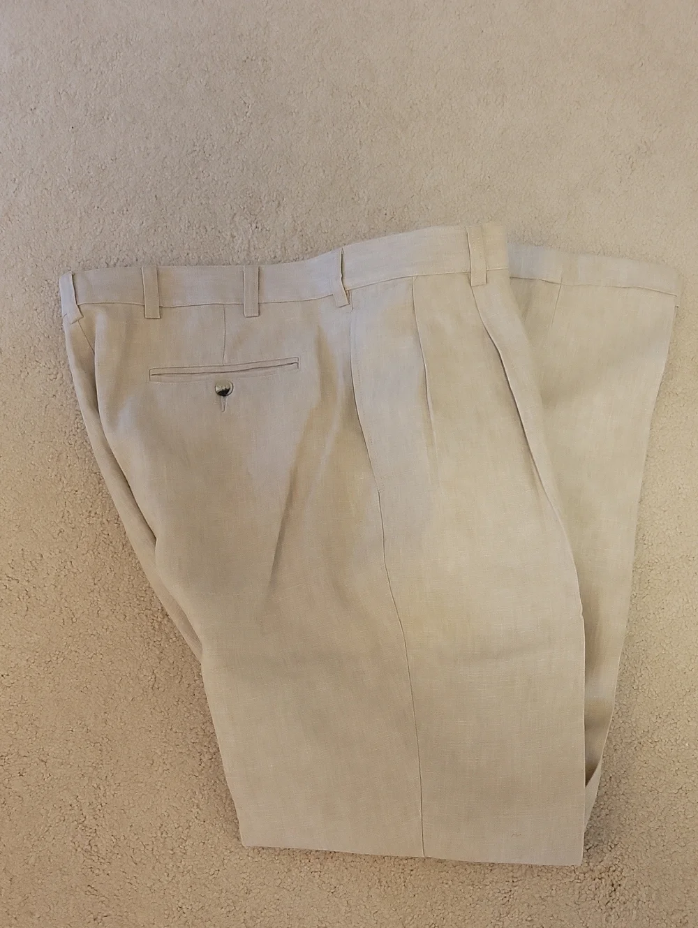 Men's Light Beige Pleated Dress Pants